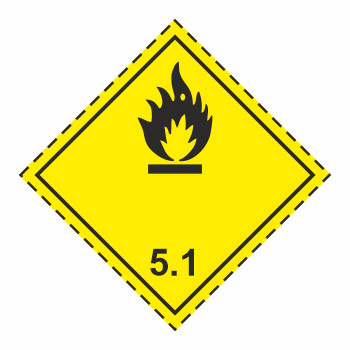 Знак перевозки опасных грузов «Класс 5.1. Окисляющие вещества» (пленка, 100х100 мм)